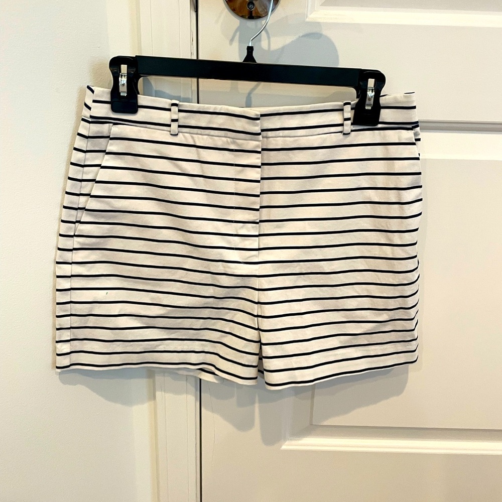 Zara Basic White and Black Striped Shorts Medium
